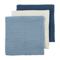 Meyco - Muslin Cloths - Natural / Jeans Blue/ Indigo (3 Pack) - Mabel & Fox