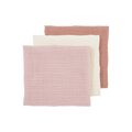 Meyco - Muslin Cloths - Soft  Rose/Rose/Natural (3 Pack) - Mabel & Fox