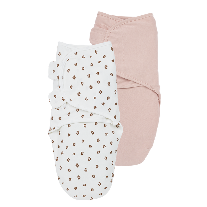 Meyco - Swaddle Wrap - Soft Pink Panther (0-3m) (2 Pack) - Mabel & Fox