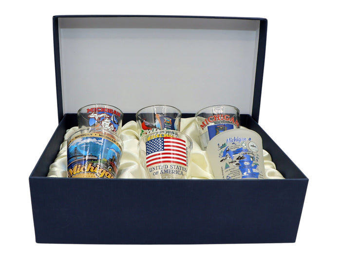 Michigan United States USA Souvenir Boxed Shot Glass Set (Set of 6)