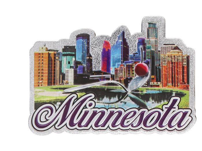 Minnesota Color Skyline Navy Foil Magnet 4.0" x 3.0" x 0.125"
