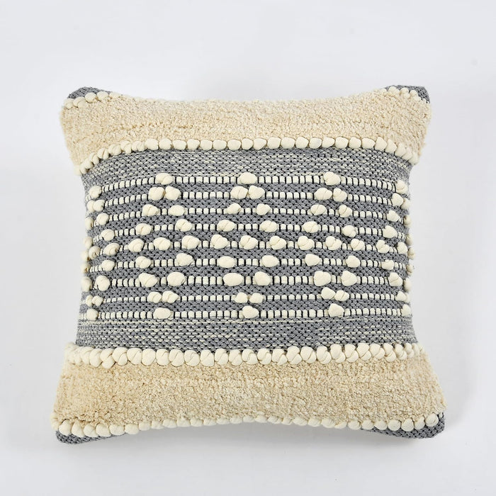 Modern Grey & Ivory Tufted Cushion Covers - 16*16 inches Set of 2 (TFB)