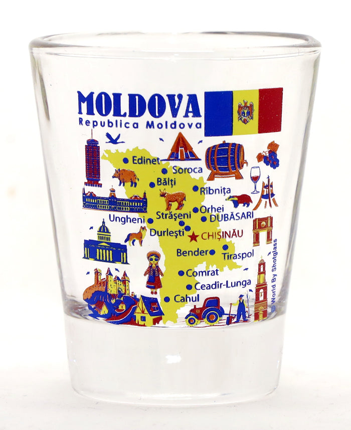 Moldova Landmarks and Icons Collage Shot Glass