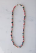 Moss Agate and Rhodonite Knotted Necklace