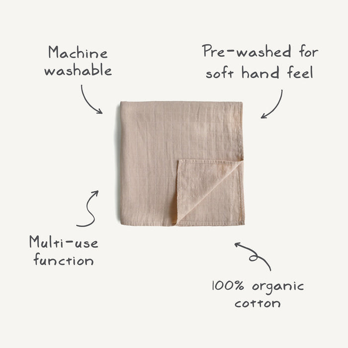 Mushie - Organic Swaddle - Natural - Mabel & Fox