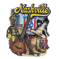 Nashville Tennessee Icons Wood Epoxy Magnet 3.5" x 3.0" x 0.4"