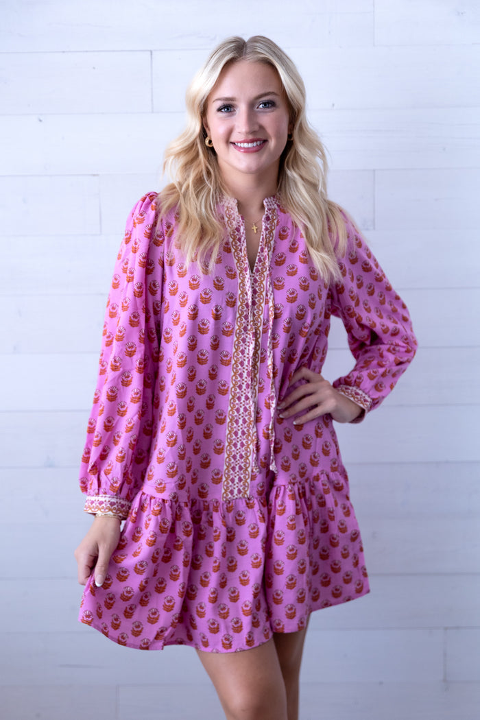 Natasha Dress Floral Foulard Pink