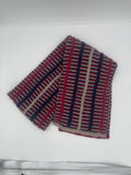Navy, Red, and Tan Merino Wool Knit Scarf