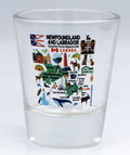 Newfoundland and Labrador Canada Map and Attractions Collage Shot Glass