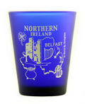 Northern Ireland Belfast Cobalt Blue Frosted Shot Glass