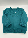 Owl pullover sweater teal green size 3-4 years