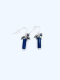 Pearl Earrings with Lapis Cluster