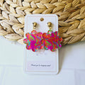 Pink and Orange Retro 1970 Flower Acrylic Earrings