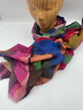 Pink Multi Lightweighti Wool Scarf -Artful Geographic Print