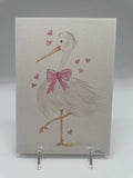 Pink Stork New Baby Card
