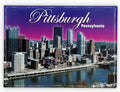 Pittsburgh Pennsylvania Postcard Purple Skyline Magnet 3.5" x 2.5" x 0.125"