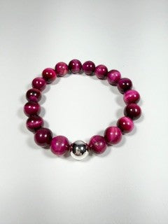 Pnk Tiger's Eye Bracelet with Sterling Silver Bead