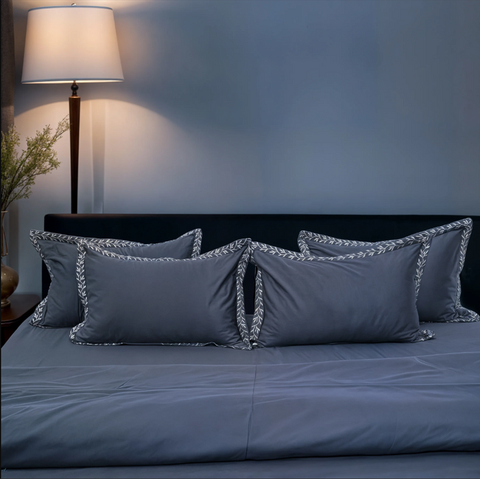 Pristine Cloud Border (300 TC) - 100% Cotton King-Size Bedsheet + 2 Pillow Covers