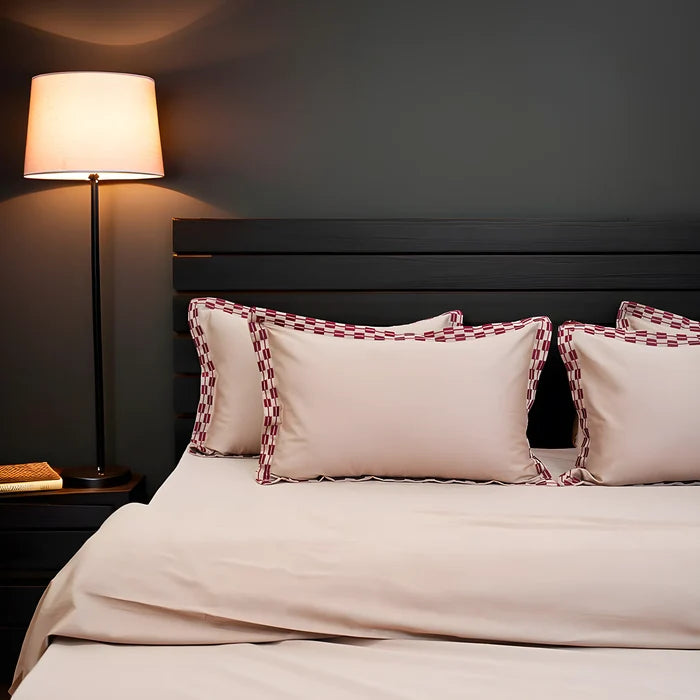 Pristine Peach Touch (300 TC) - 100% Cotton King-Size Bedsheet + 2 Pillow Covers