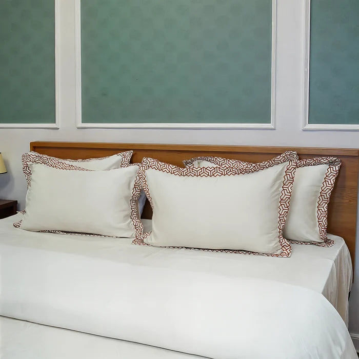 Pristine White Skin (300 TC) - 100% Cotton King-Size Bedsheet + 2 Pillow Covers