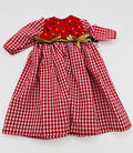 Red Gingham Dress w/ Velvet Ribbon/Gold Bows for 18" Doll