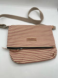 Red & Ivory Striped Foldover Crossover Bag