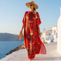Red Ombretta Kaftan Dress & Scarf Set