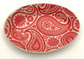 Red & White Paisley Procelain Oval Trinket Dish