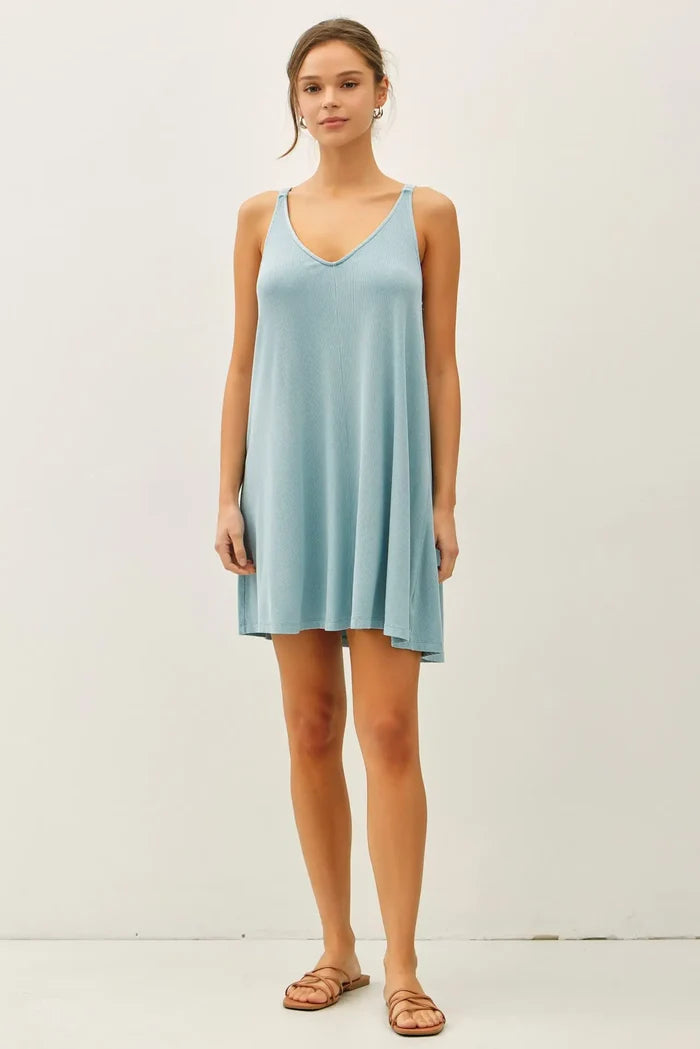 Ribbed V-Neck Knit Dress FINAL SALE