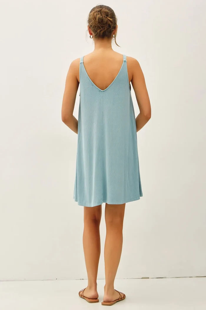 Ribbed V-Neck Knit Dress FINAL SALE