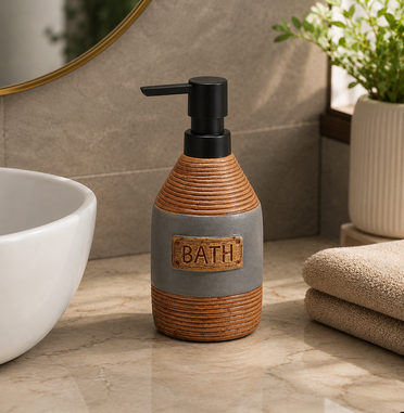 Rustic Ribbed Bath Ceramic Soap Dispenser (W)