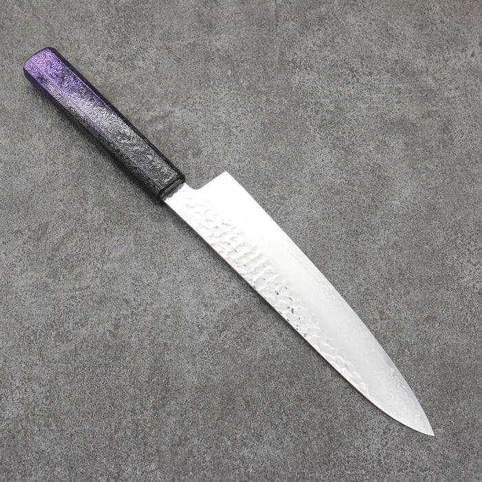 Sakai Takayuki Rinnou VG10 33 Layer Damascus Gyuto210mm Purple LacqueredHandle - Seisuke Knife