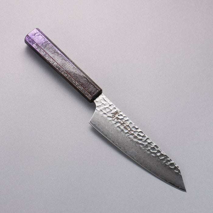 Sakai Takayuki Rinnou VG10 33 Layer Damascus Kengata Santoku160mm Purple LacqueredHandle - Seisuke Knife