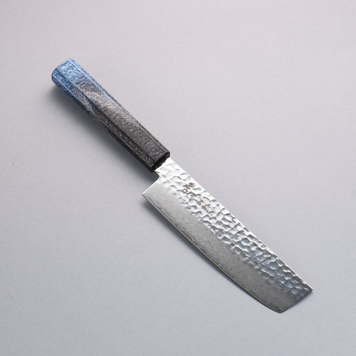 Sakai Takayuki Rinnou VG10 33 Layer Damascus Nakiri160mm Blue Lacquered Handle - Seisuke Knife