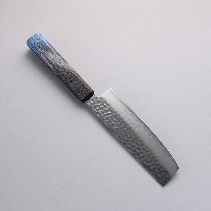 Sakai Takayuki Rinnou VG10 33 Layer Damascus Nakiri160mm Blue Lacquered Handle - Seisuke Knife