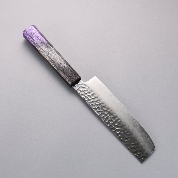 Sakai Takayuki Rinnou VG10 33 Layer Damascus Nakiri160mm Purple LacqueredHandle - Seisuke Knife