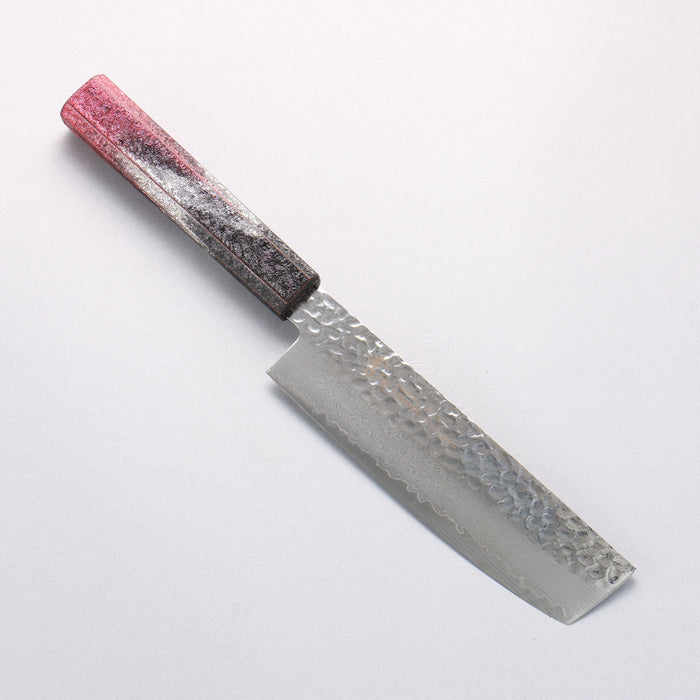 Sakai Takayuki Rinnou VG10 33 Layer Damascus Nakiri160mm Red Lacquered Handle - Seisuke Knife
