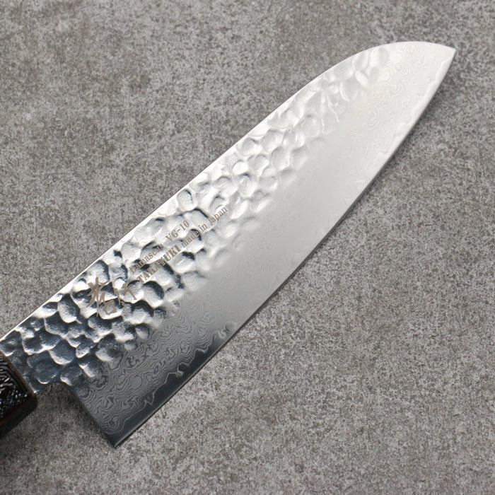 Sakai Takayuki Rinnou VG10 33 Layer Damascus Santoku170mm Blue Lacquered Handle - Seisuke Knife