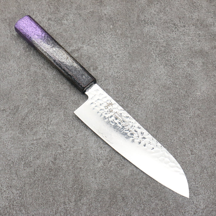Sakai Takayuki Rinnou VG10 33 Layer Damascus Santoku170mm Purple LacqueredHandle - Seisuke Knife