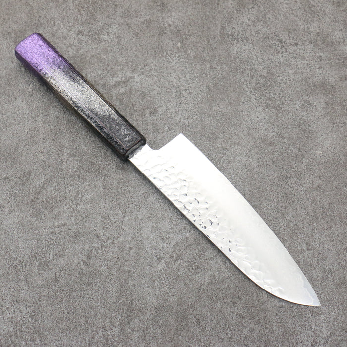 Sakai Takayuki Rinnou VG10 33 Layer Damascus Santoku170mm Purple LacqueredHandle - Seisuke Knife