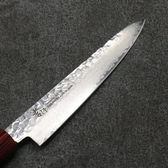 Sakai Takayuki VG10 Damascus Petty-Utility 150mm Shitan & Red Pakkawood Handle - Seisuke Knife