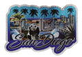 San Diego California Skyline Palms and Panda Foil Magnet 3.5" X 2.5" x 0.125"
