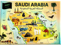 Saudi Arabia Graphic Map and Attractions Souvenir Fridge Magnet 2.5" X 3.5"