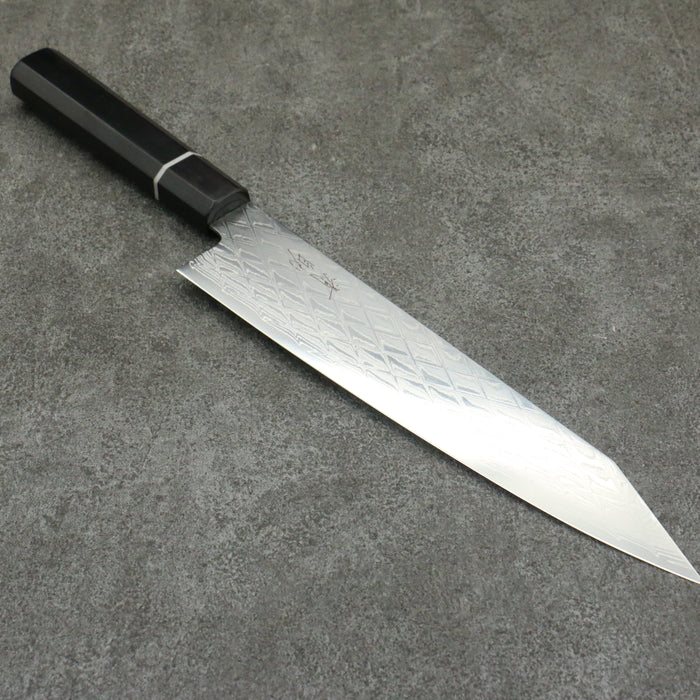Seisuke AUS10 Mirror Crossed Kiritsuke Gyuto  210mm Black Pakka wood Handle - Seisuke Knife