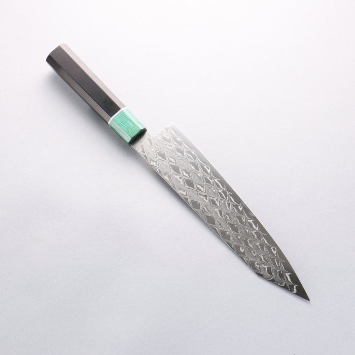 Seisuke AUS10 Mirror Crossed Kiritsuke Gyuto 210mm Black Pakka wood(ferrule: Green Pakka wood) Handle - Seisuke Knife