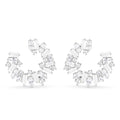 silver open circle earrings with mixed cubic zirconia stones