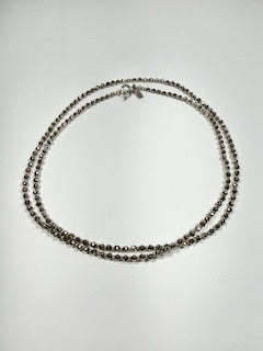 Silvertone Pyrite, Silver Bali Silver Necklace