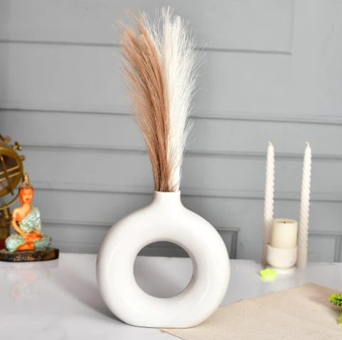 Sleek Ceramic Donut Glaze Vase - 8 Inch (MVS)
