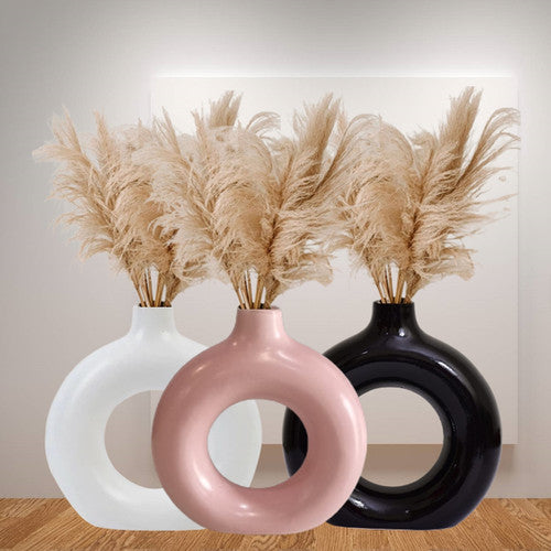 Sleek Ceramic Donut Glossy Vase - 8 Inch (MVS)