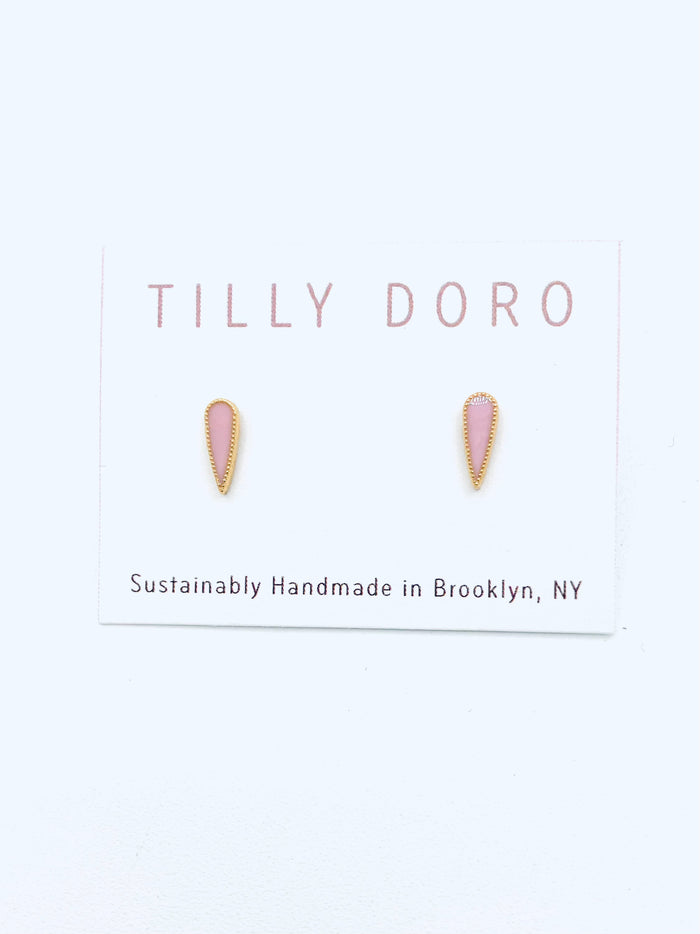 Small Diamonds with Pink Stones Earrings